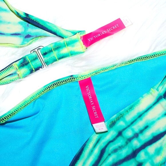 Victoria's Secret Swimsuit Bikini Strapless Green/Blue M/M - Picture 3 of 3